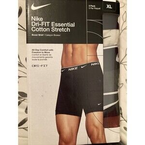 Nike Essential Cotton Stretch 3-Pack Boxer Brief Dri Fit Tan Logo Maroon Gray XL